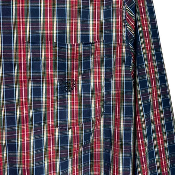 Chaps Blue Red Green Plaid Long Sleeve Button Down Casual Shirt Western Country - Picture 2 of 8